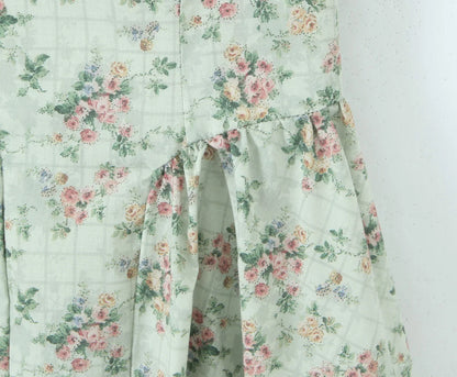 YENKYE Green Floral Print Sexy Spaghetti Straps Dress Women Low Waist A-line Midi Holiday Summer Dresses Party Robe 2025 Vestido