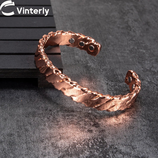 Pure Copper Magnetic Bracelet Arthritis Twisted Adjustable Cuff 12mm Magnetic Ba