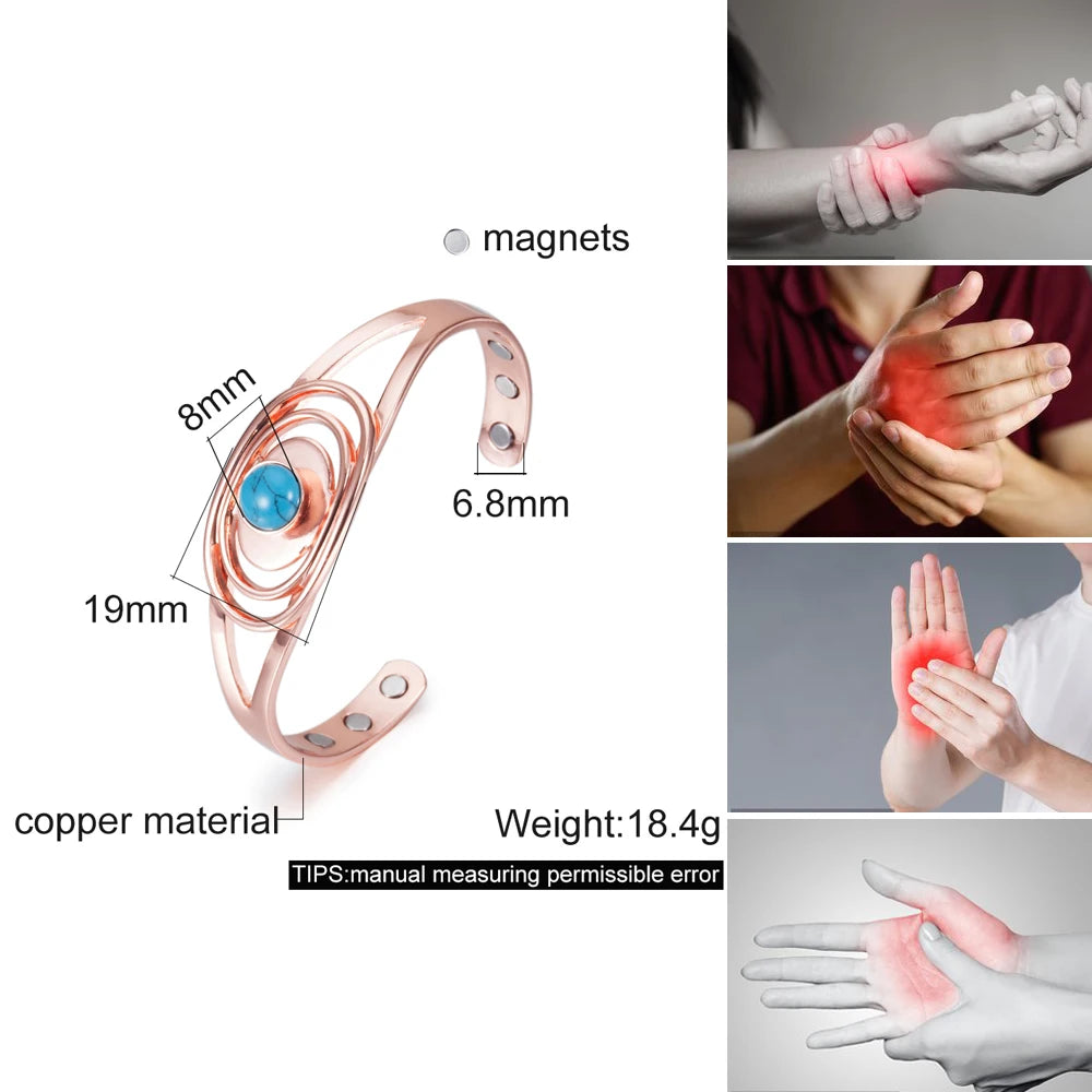 Pure Copper Bracelets for Women Red Stone Adjustable Cuff Magnetic Bracelet Bene