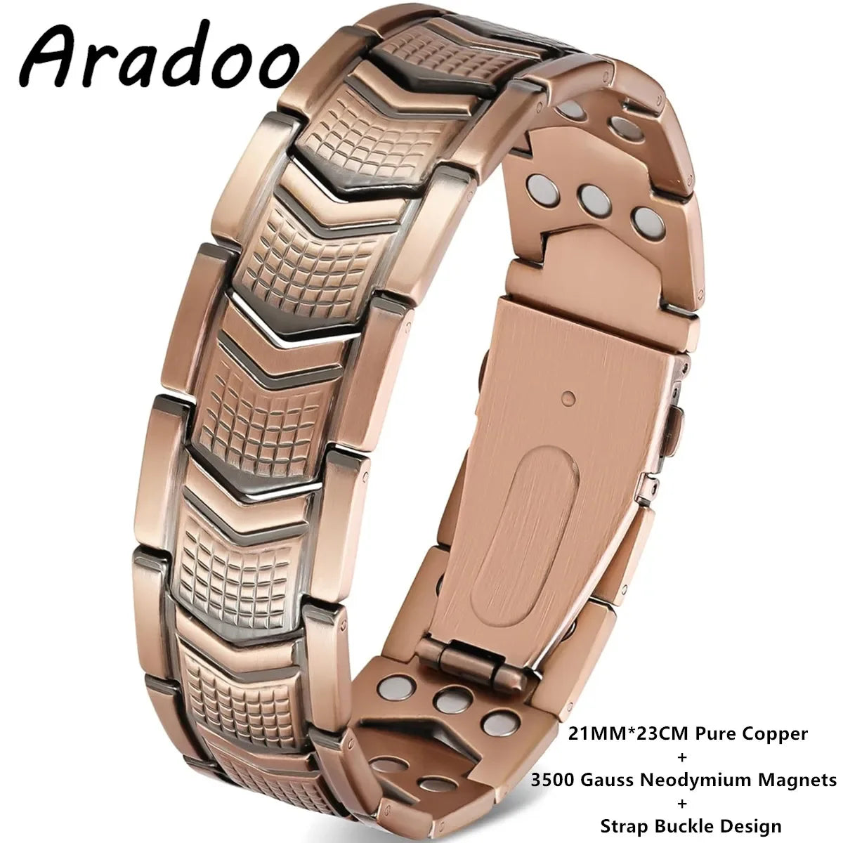 ARADOO 3500 Gauss Neodymium Magnetic Titanium Steel Bracelet for Men with Deploy