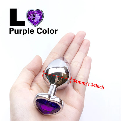Metal Anal Plug Heart Crystal Beginner To Expert 5 Size Butt Plug Adult Toy Tail Female/Male Dildos Sex Toys Couples Adults Game