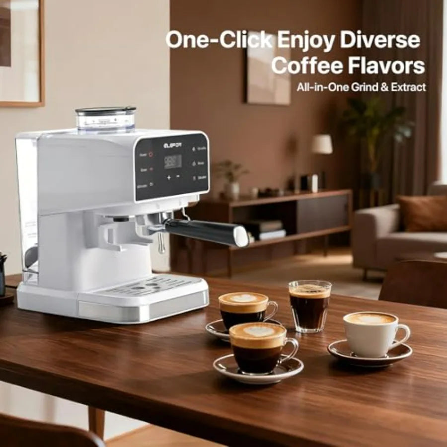 Espresso Machine 20 Bar for Home Use Stainless Steel Black High-Pressure Extraction Perfect Espresso Flavor