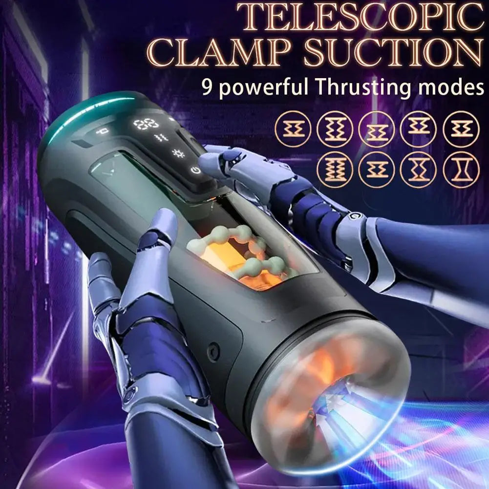 Telescopic Heating Male Intimate Massager, Digital Display Vibration Transparent Smart Training Adult Wellness Gadget