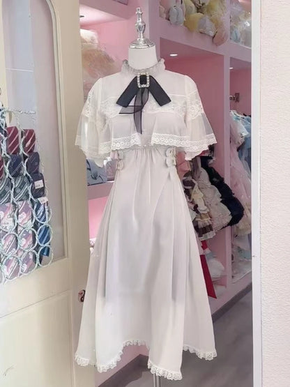 2025 Autumn New Women's Midi Dress French Vintage Lace Evening Gown Romantic Fairy Princess Style Elegant Party Formal Wear