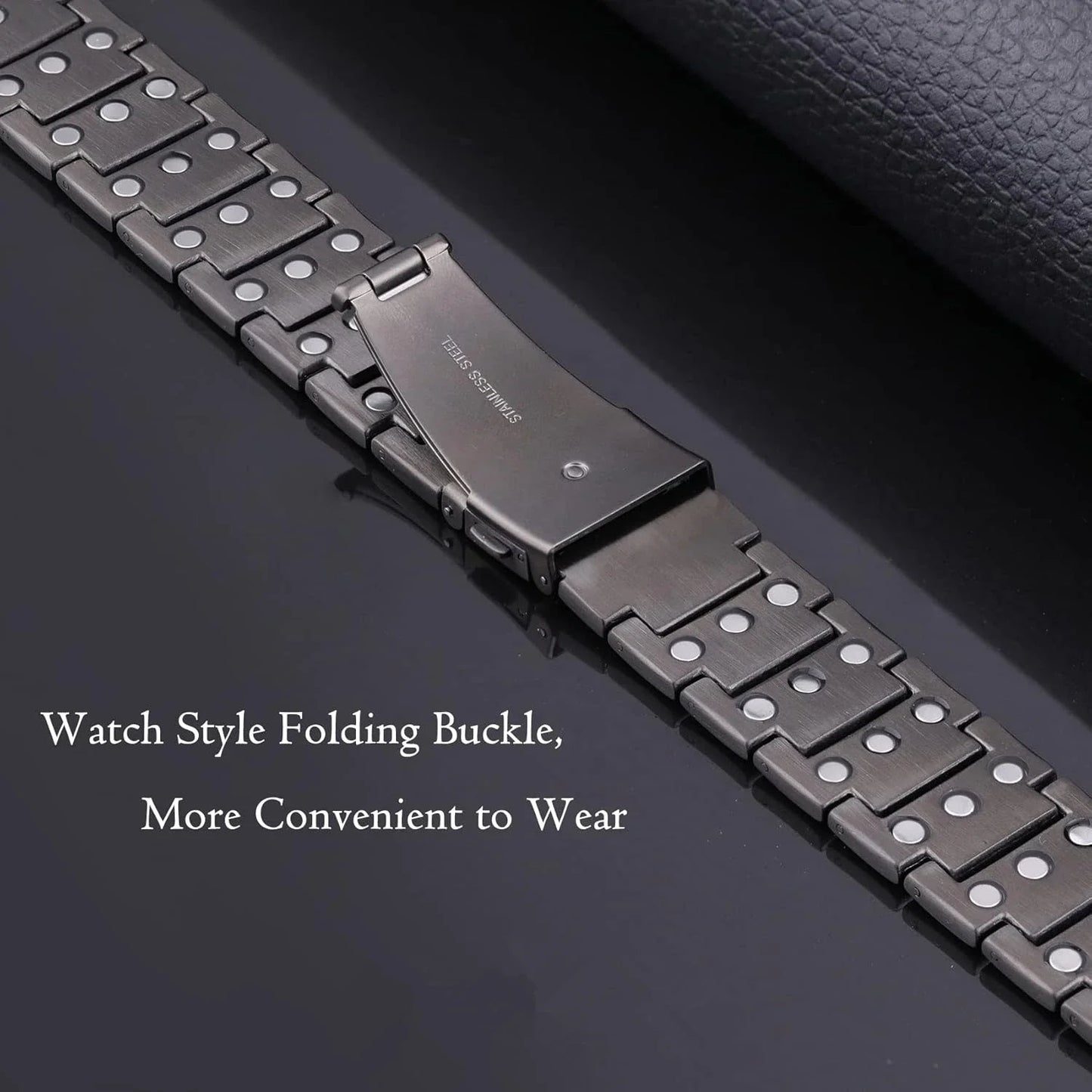 ARADOO 3500 Gauss Neodymium Magnetic Titanium Steel Bracelet for Men with Deploy