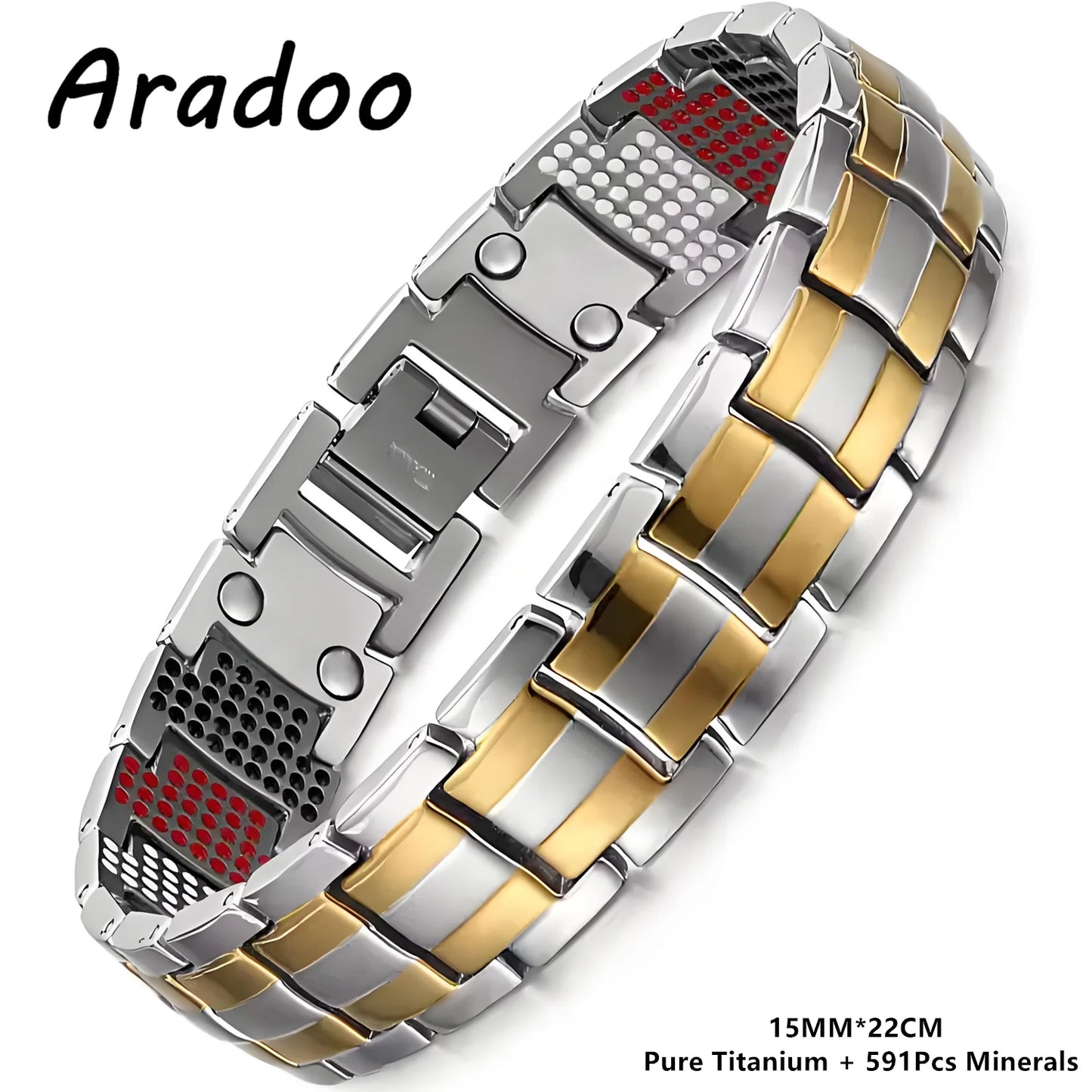 ARADOO Premium Copper Bracelet for Men with Strength 5000 Gauss Magnets Titanium