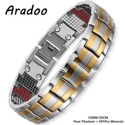 ARADOO Premium Copper Bracelet for Men with Strength 5000 Gauss Magnets Titanium