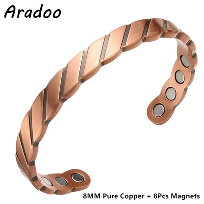 ARADOO Pure Copper Bracelets for Women 3500 Gauss Magnetic Therapy Braided Cuff