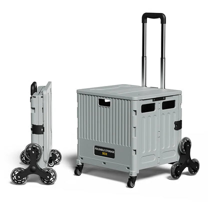 Folding Shopping Cart Household Multi-functional Mobile Shopping Cart Camping Storage Plastic Large-capacity Shopping Cart