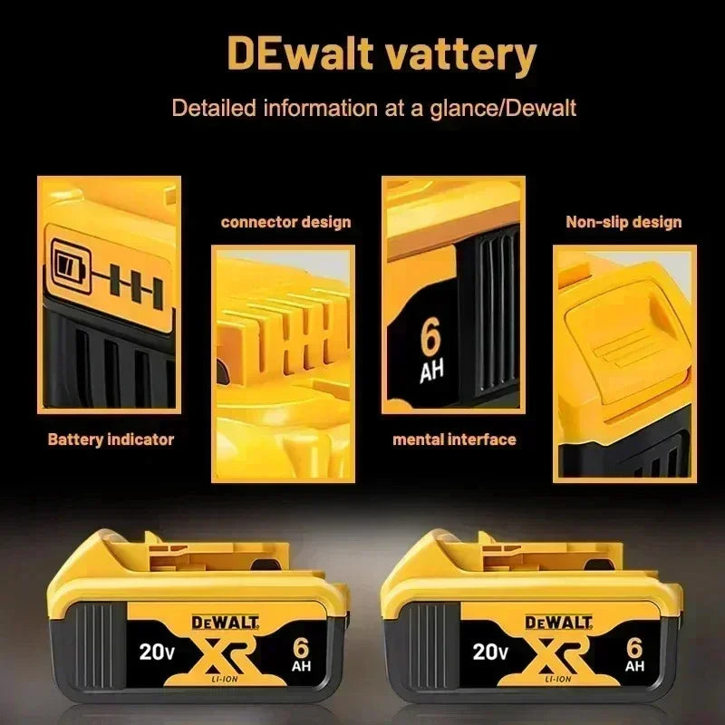 DeWalt 20V Replacement Battery – 2Ah, 5Ah, 6Ah & 9Ah Li-Ion | Compatible with DCB200, DCB205, DCD & DCF Series
