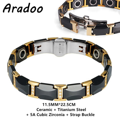 ARADOO Classic Dreamy Blue Ceramic Titanium Steel Bracelets Strap Buckle Design