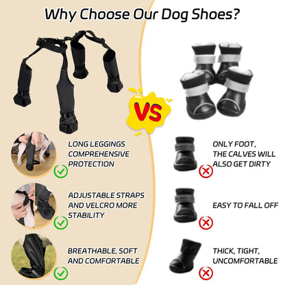 Waterproof Dog Shoes Adjustable Outdoor Walking Non-Slip Soft Dog Boots Bulldog Paw Protection Rainy Day Pet Breathable Shoes