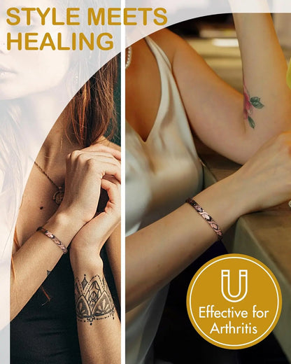 ARADOO Copper Bracelets for Women 99.9% Pure Copper Magnetic Adjustable Wristban