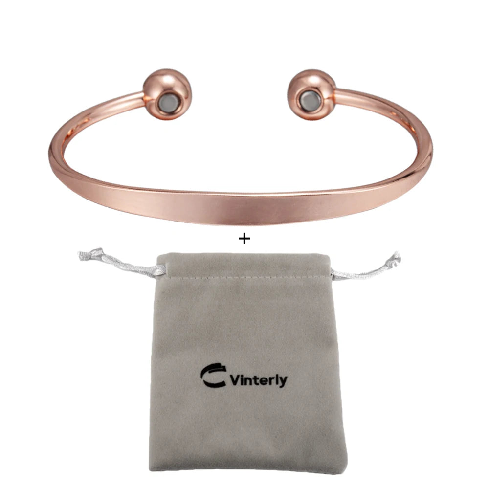 Vinterly Pure Copper Bracelets Magnetic Shiny Adjustable Bangles Arthritis Pain