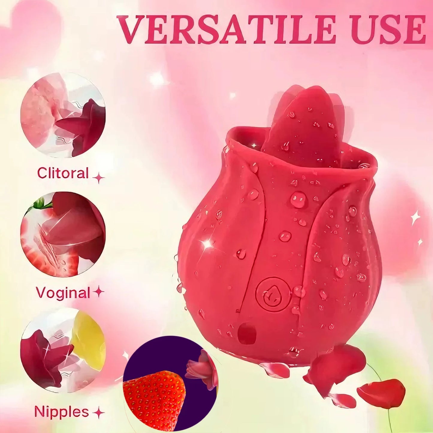 Rose Toy Tongue Licking Vibrator for Women Oral Clit Stimulator Female G Spot Vibrating Masturbation Massager Sex Toys for Adult