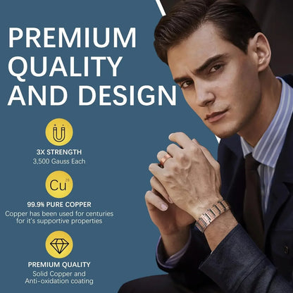 ARADOO 3500 Gauss Neodymium Magnetic Titanium Steel Bracelet for Men with Deploy