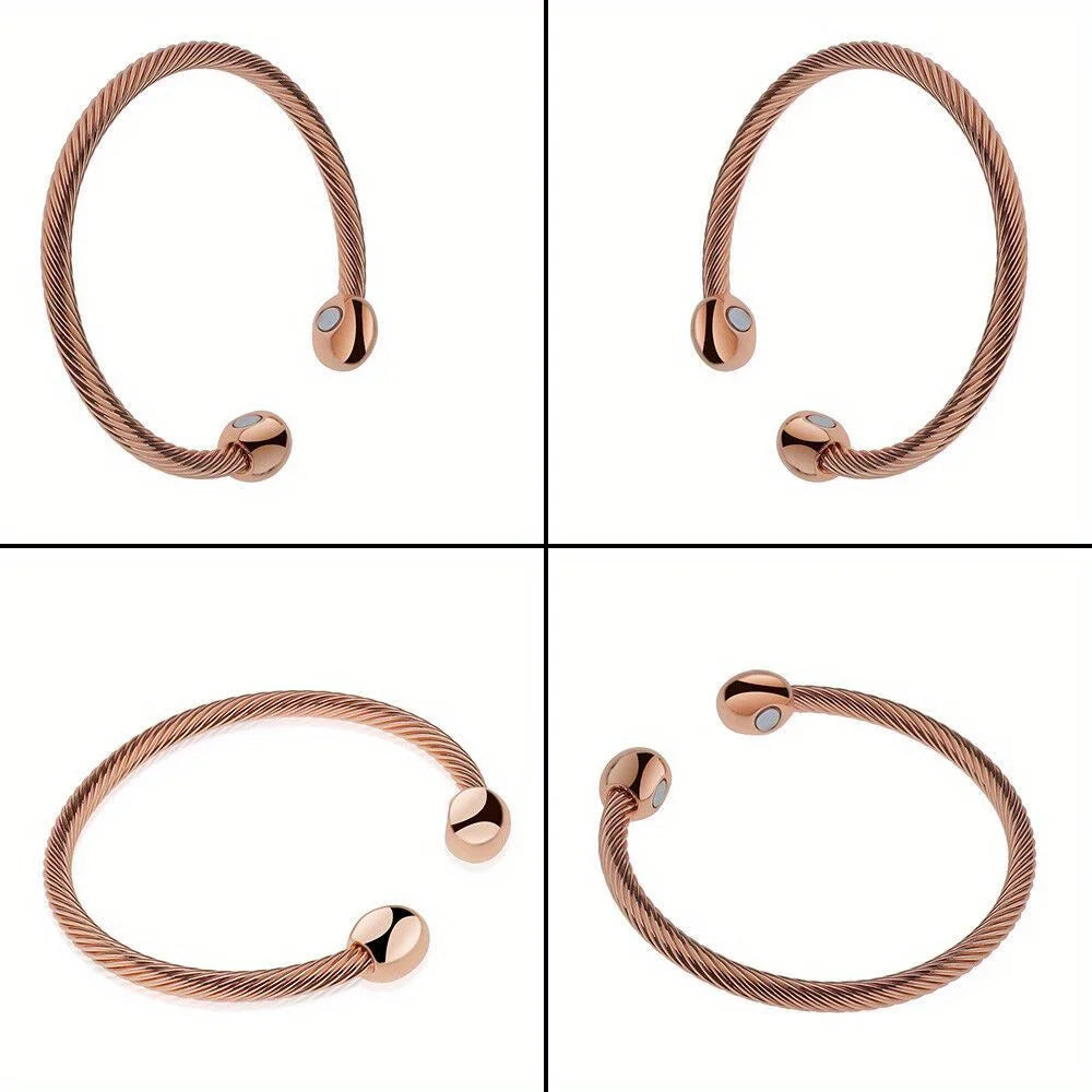 Magnetic Copper Bracelet Therapy Arthritis Pain Bangle Healing Cuff Gold