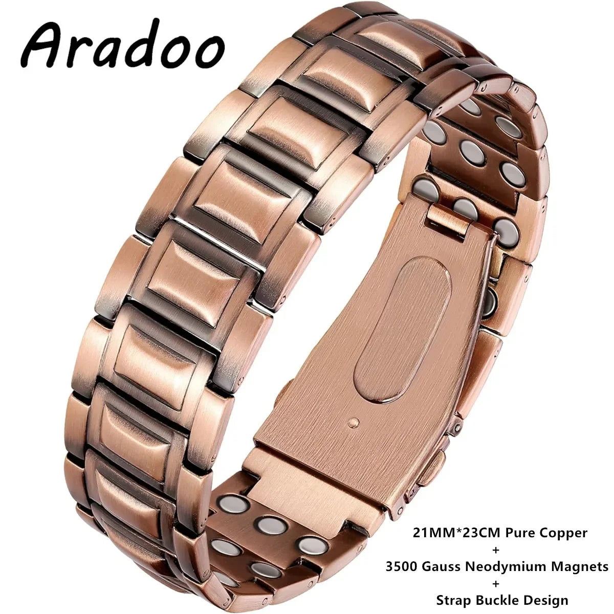 ARADOO 3500 Gauss Neodymium Magnetic Titanium Steel Bracelet for Men with Deploy