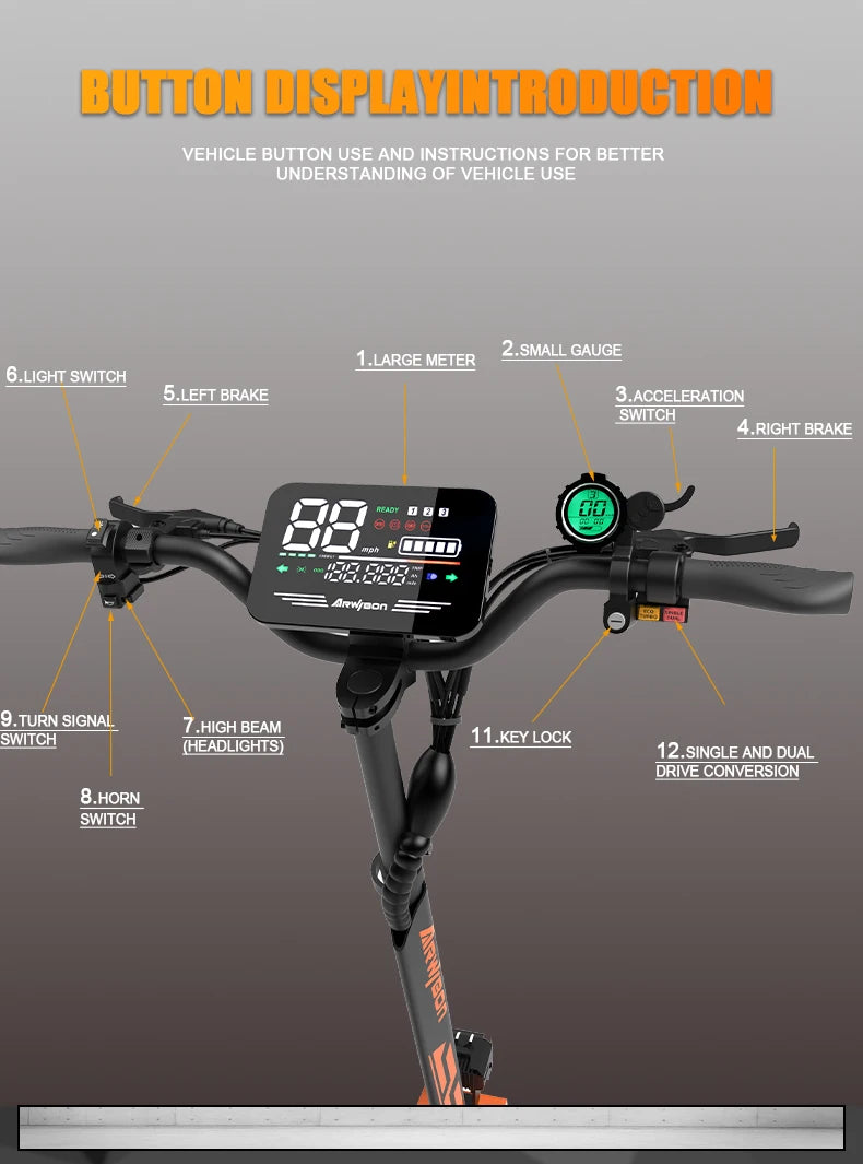 Electric Scooter 5600W Motor Top Speed 46MPH, 60V27AH, 11 Inch Off-Road Tires Sport Commuter Folding EScooter