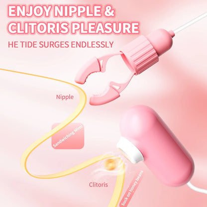Vibrating Nipple Clamp Tongue Licking Sucking Vibrator For Women Breast Massage Labia Clitoris Clip Stimulation Massager Sex Toy
