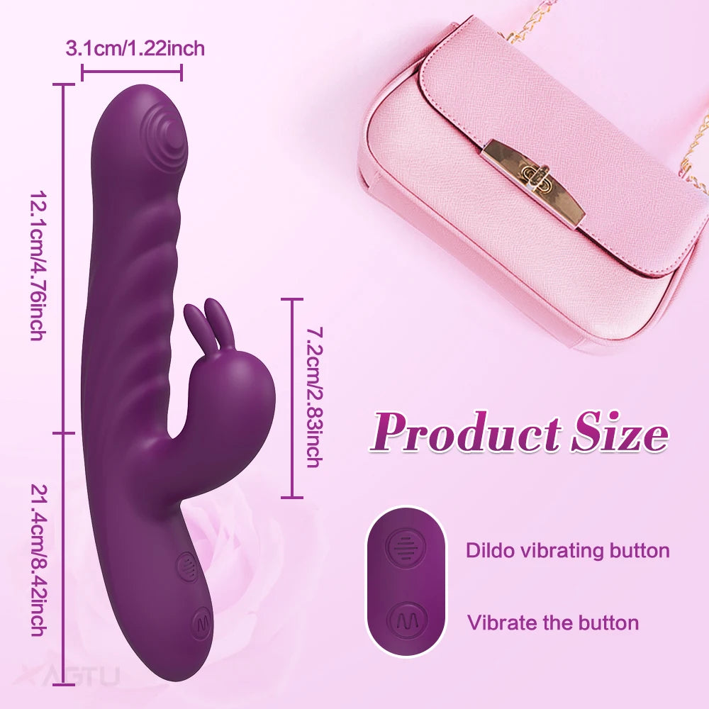 Thrusting Rabbit Vibrator for Women Go and Come G-Spot Dildo Vibrator Clitoris Stimulator Female Masturbation Sex Toy for Women