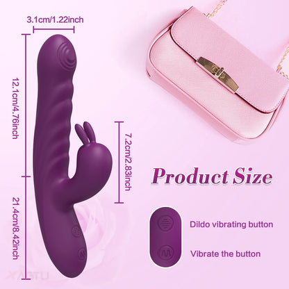 Thrusting Rabbit Vibrator for Women Go and Come G-Spot Dildo Vibrator Clitoris Stimulator Female Masturbation Sex Toy for Women