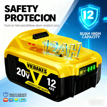 DeWalt 20V Replacement Battery – 8Ah, 10Ah & 12Ah Li-Ion | Compatible with DCB200, DCB205, DCD & DCF Series
