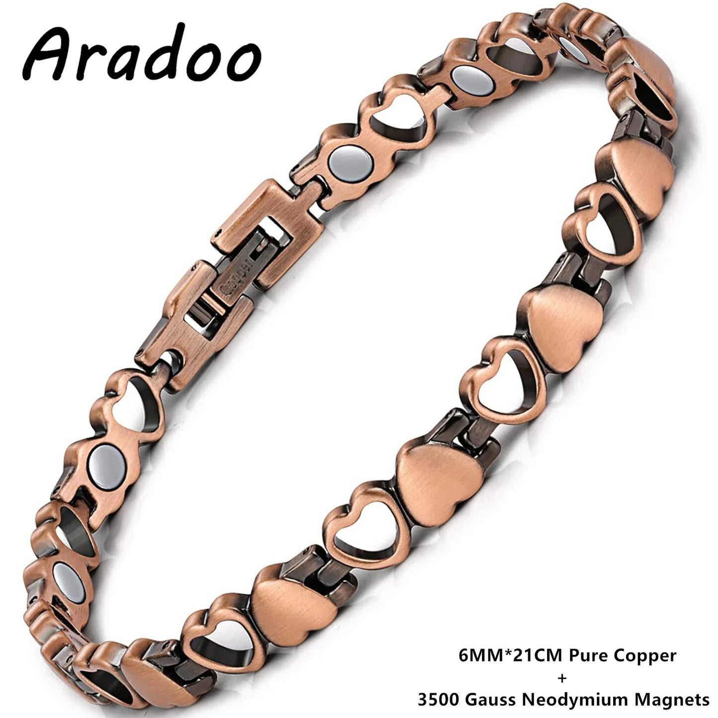 ARADOO Copper Bracelets for Women 99.9% Pure Copper Magnetic Adjustable Wristban