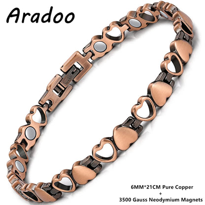 ARADOO Copper Bracelets for Women 99.9% Pure Copper Magnetic Adjustable Wristban