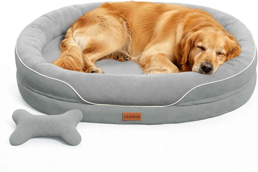 Extra Large Orthopedic Dog Bed with Cooling Memory Foam, Washable and Nonslip, Light Grey for Large Dogs