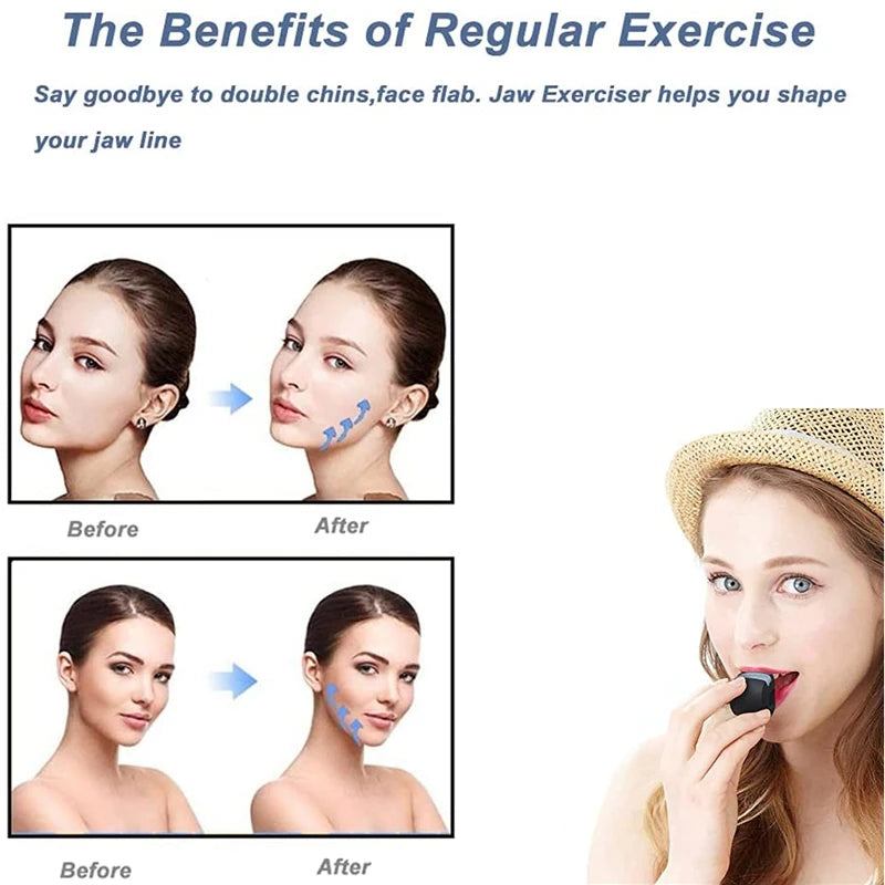 3 Pieces Set Food-Grade Silica Gel Jaw Exerciser with Lanyards Jawline Chew Bite Breaker for Face Fitness And Masseter Training