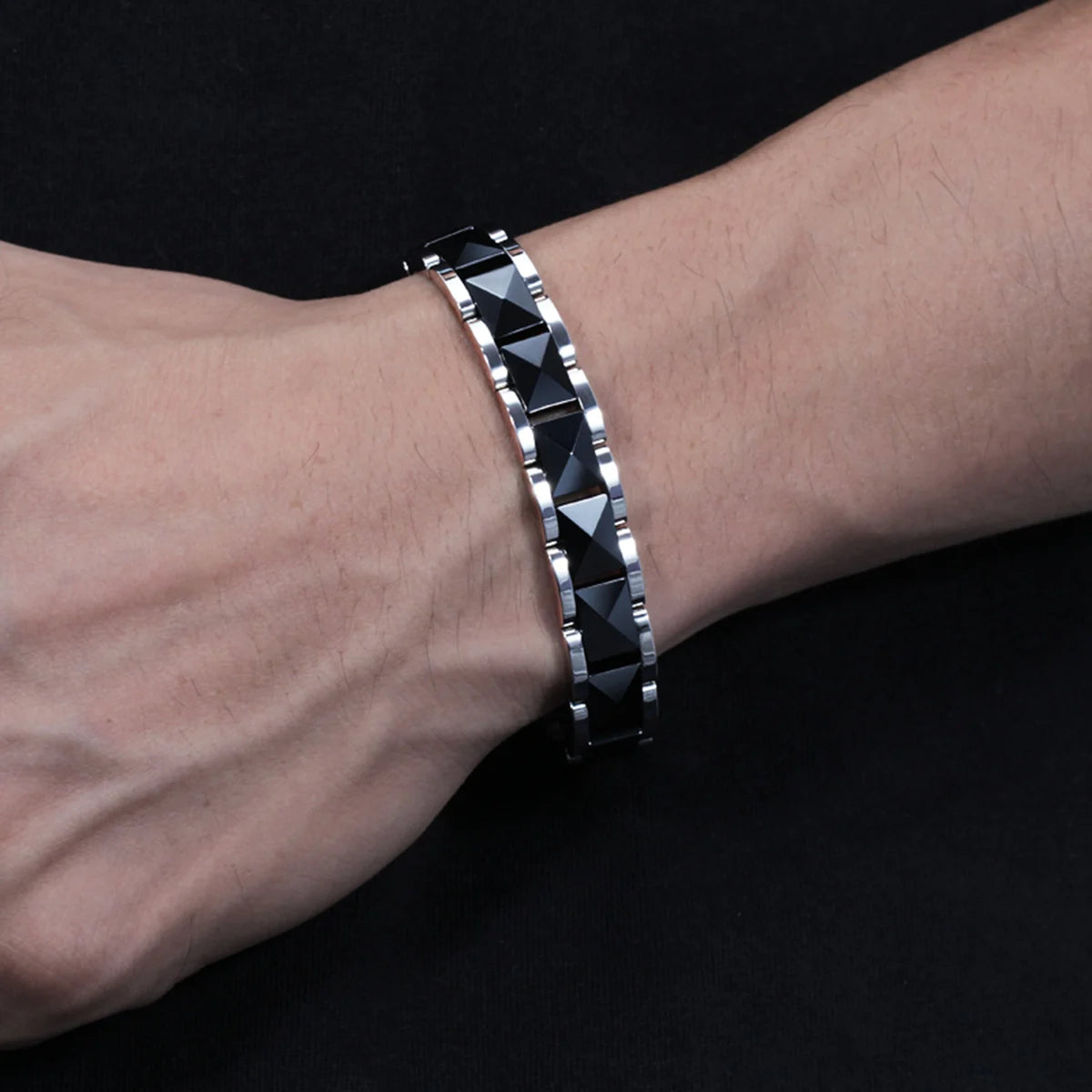 ARADOO Premium Ceramic Titanium Steel Bracelet for Men Women with Hematite Magne