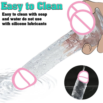 Soft Jelly Dildo Different Sizes Transparent Realistic Fake Dick Penis with Suction Cup G Spot Vagina Massage Sex Toy for Women