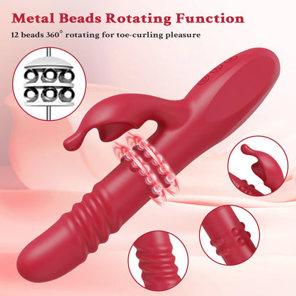 Thrusting Rabbit Vibrator for Women Go and Come G-Spot Dildo Vibrator Clitoris Stimulator Female Masturbation Sex Toy for Women