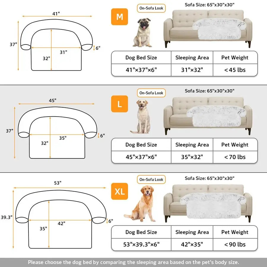 Dog Bed Fluffy Plush Dog Mat for Furniture Protector with Removable Washable Cover for Large Medium Small Dogs and Cats Large, L