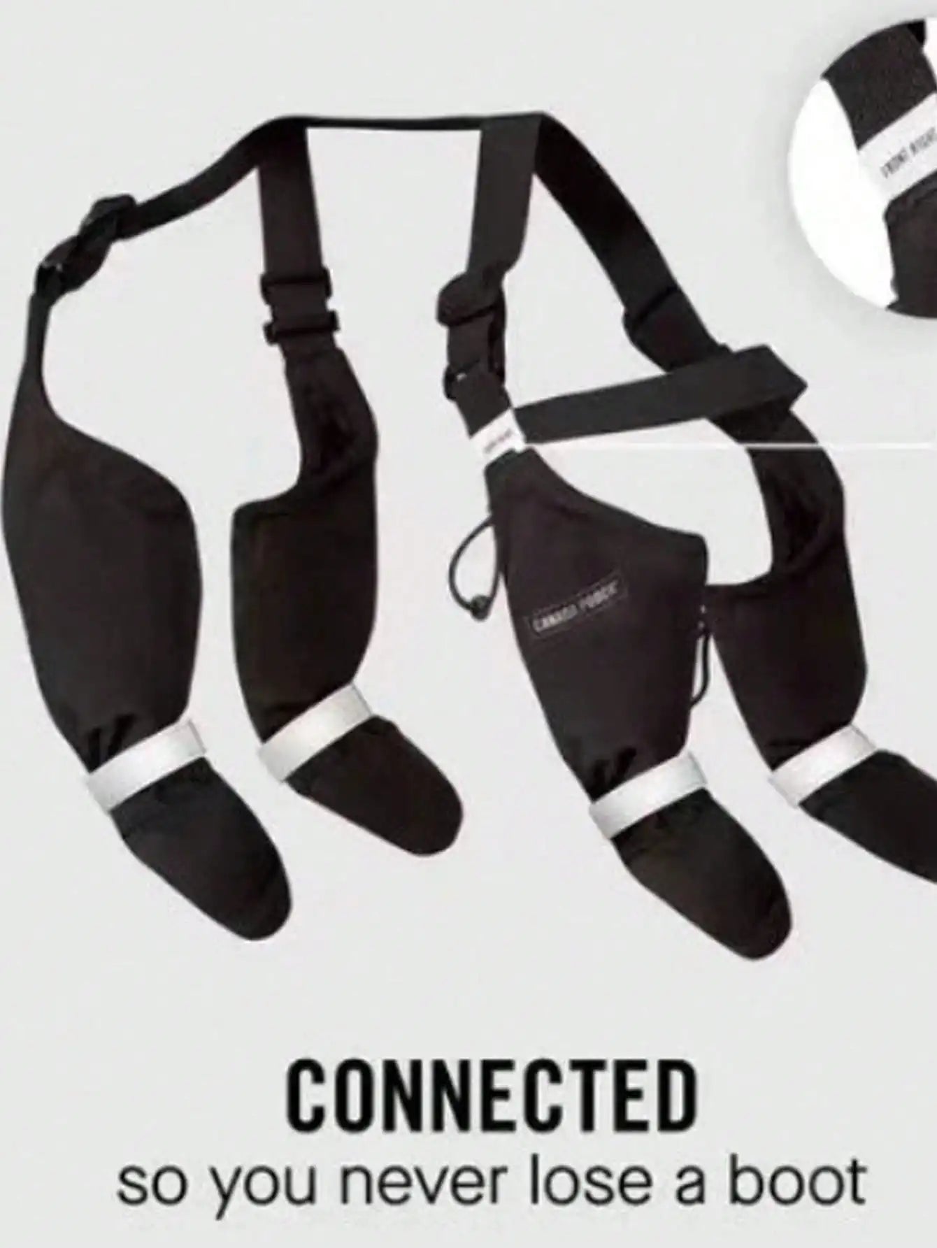 Black Waterproof Dog Boots with Adjustable Straps for Outdoor Walking