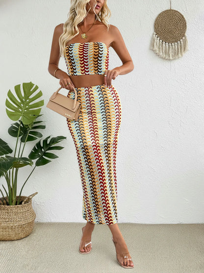 Casual Slim 2 Pieces Skirt Set For Woman 2026 Summer Elegant Women's Two Pieces Dress Full Set Suit Outfit Fashion Matching Sets