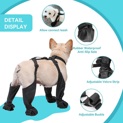 Waterproof Adjustable Dog Boots for Outdoor Walking -Waterproof Dog Paw Boot Walking Dog Shoes For Rainy