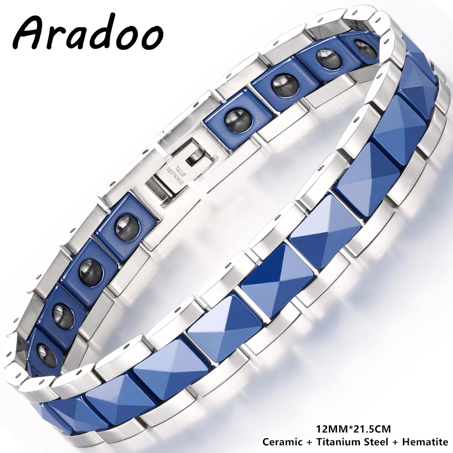 ARADOO Premium Ceramic Titanium Steel Bracelet for Men Women with Hematite Magne
