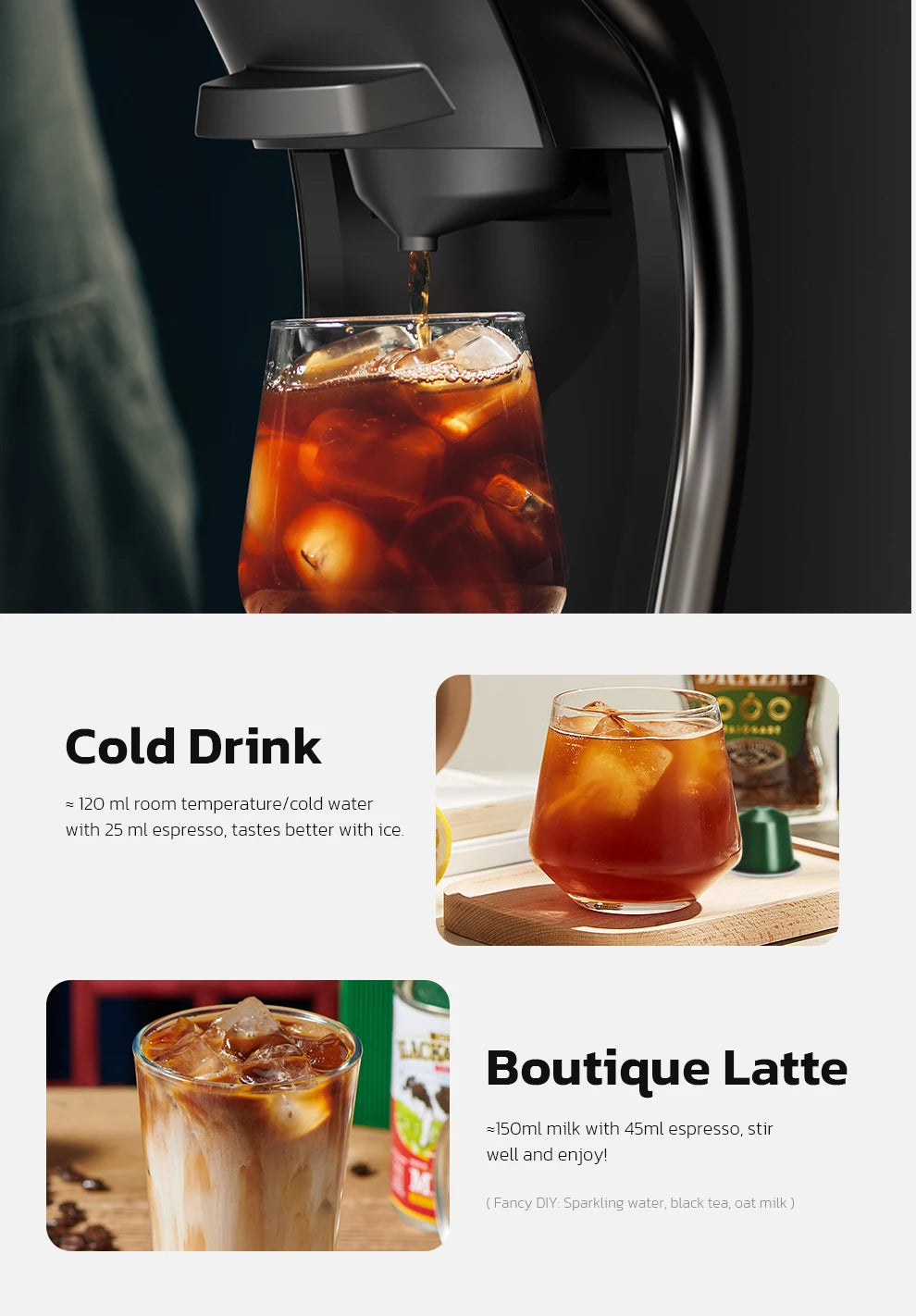 HiBREW 6in1 Capsule Coffee Machine Hot/Cold Multiple Espresso Cafetera Cappuccino Coffee Maker Dolce Gusto Nespresso Powder H1B