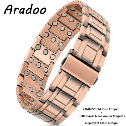 ARADOO 3500 Gauss Neodymium Magnetic Titanium Steel Bracelet for Men with Deploy