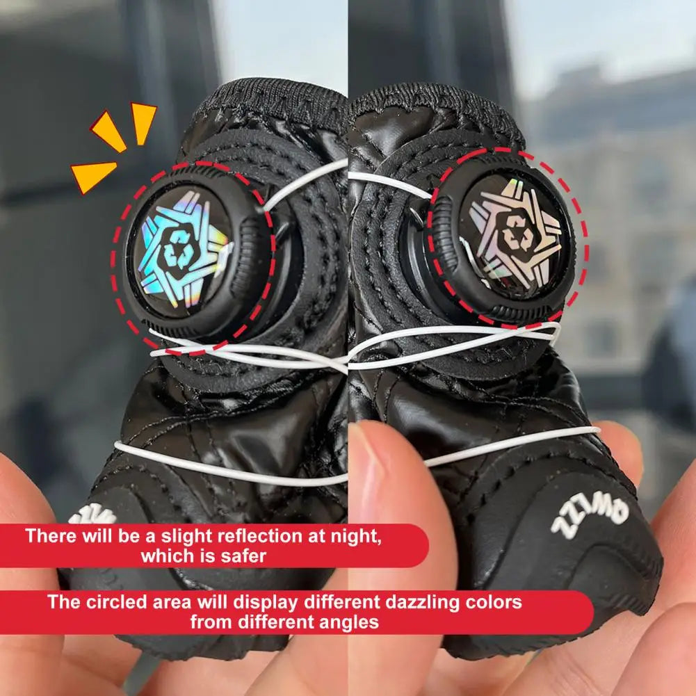 4Pcs Anti-Skid Dog Boots Fleece Lined Paw Protective Shoes With Adjustable Knobs Waterproof Dog Booties From Winter Snow Rain