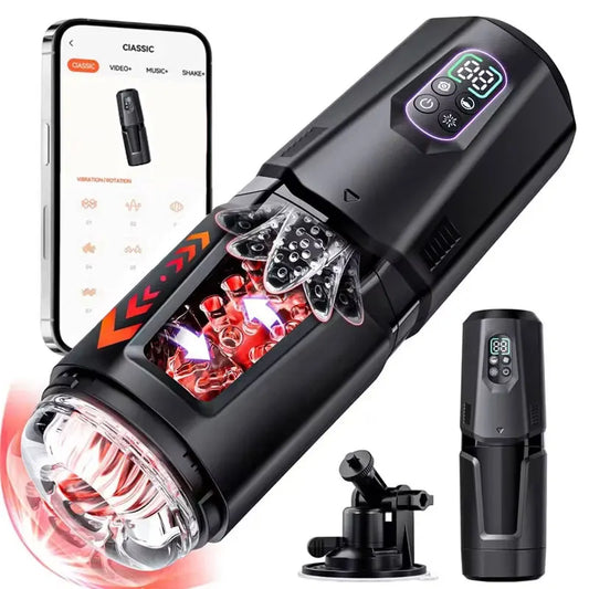 Automatic Rotating Vibrating Male Masturbator Penis Pump Thrusting Licking Sex Machine Stroker Pocket Pussy Sex Toys for Men 18+