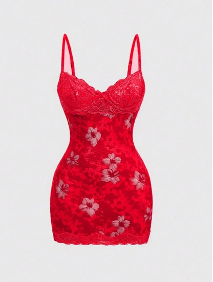 Women's Lace Sexy Dresses Summer Retro Print Slim Fit Resort Style Dress Spaghetti Straps High Waist Backless Mini Clothing