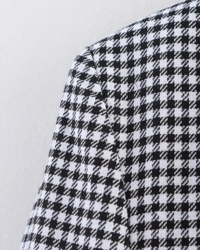 Women's Plaid Blazer Spring Casual Double Breasted Suit Jacket Office Work Daily Outwear Two Colors