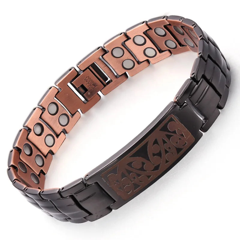 Eagle double row magnetic copper bracelet red copper with curved piece turtle back copper magnetic bracelet