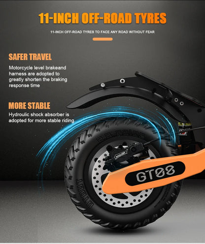 Electric Scooter Dual Motor 5600W Adult, Top Speed 46MPH,60V27AH, 11-inch Off-Road Tires Sport Folding eScooter