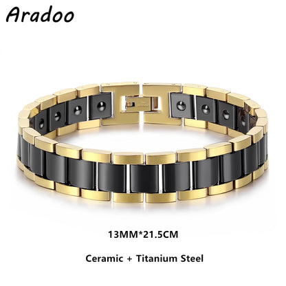 ARADOO Classic Dreamy Blue Ceramic Titanium Steel Bracelets Strap Buckle Design
