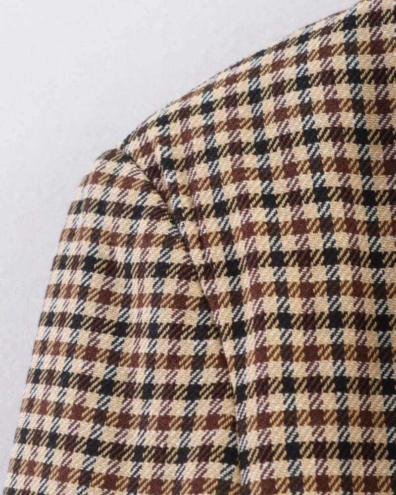 Women's Plaid Blazer Spring Casual Double Breasted Suit Jacket Office Work Daily Outwear Two Colors