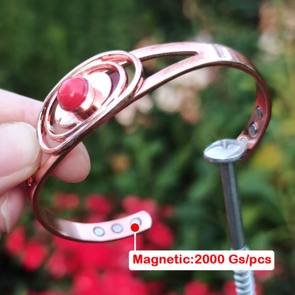 Pure Copper Bracelets for Women Red Stone Adjustable Cuff Magnetic Bracelet Bene